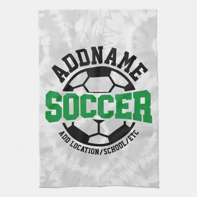 Personalised ADD NAME Soccer Player Team Tie-Dye Tea Towel (Vertical)