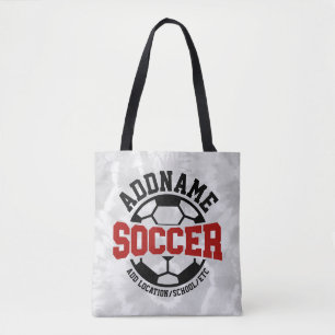 Personalised ADD NAME Soccer Player Team Tie-Dye Tote Bag