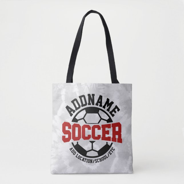 Personalised ADD NAME Soccer Player Team Tie-Dye Tote Bag (Front)