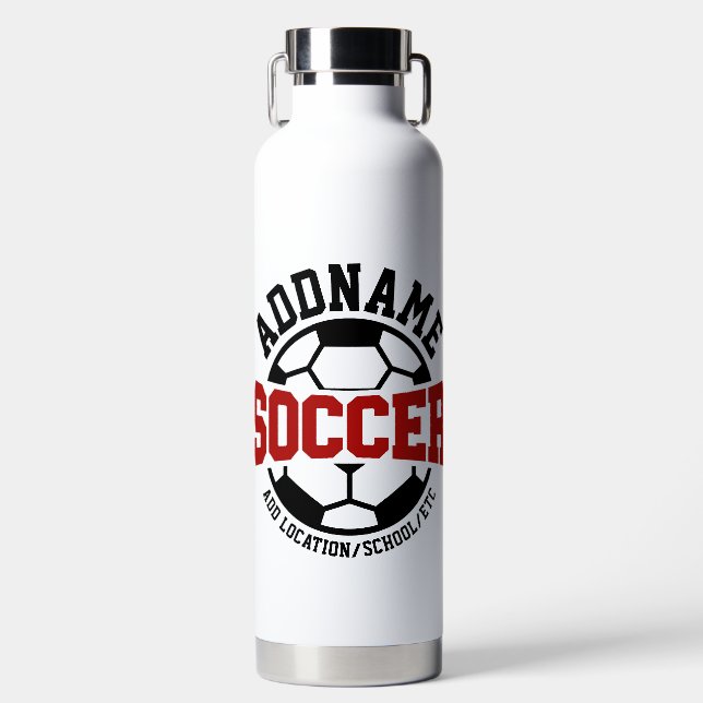 Personalised ADD NAME Soccer Player Team Tie-Dye Water Bottle (Front)