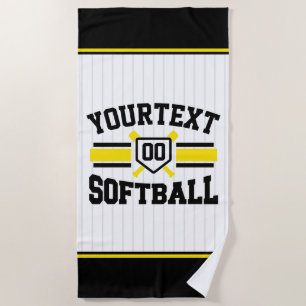Personalised ADD NAME Softball Player Varsity Team Beach Towel