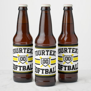 Personalised ADD NAME Softball Player Varsity Team Beer Bottle Label