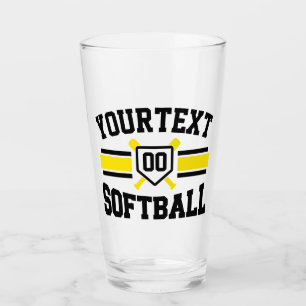 Personalised ADD NAME Softball Player Varsity Team Glass