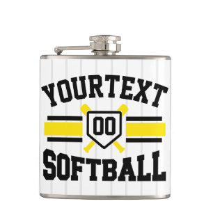 Personalised ADD NAME Softball Player Varsity Team Hip Flask