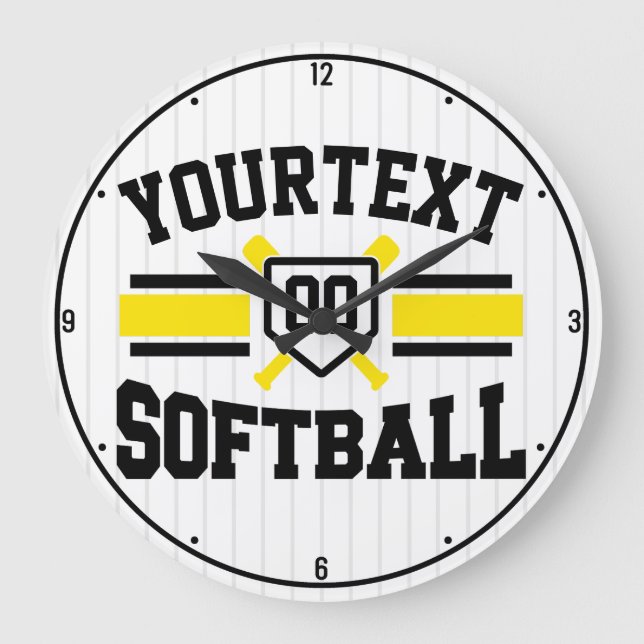 Personalised ADD NAME Softball Player Varsity Team Large Clock (Front)