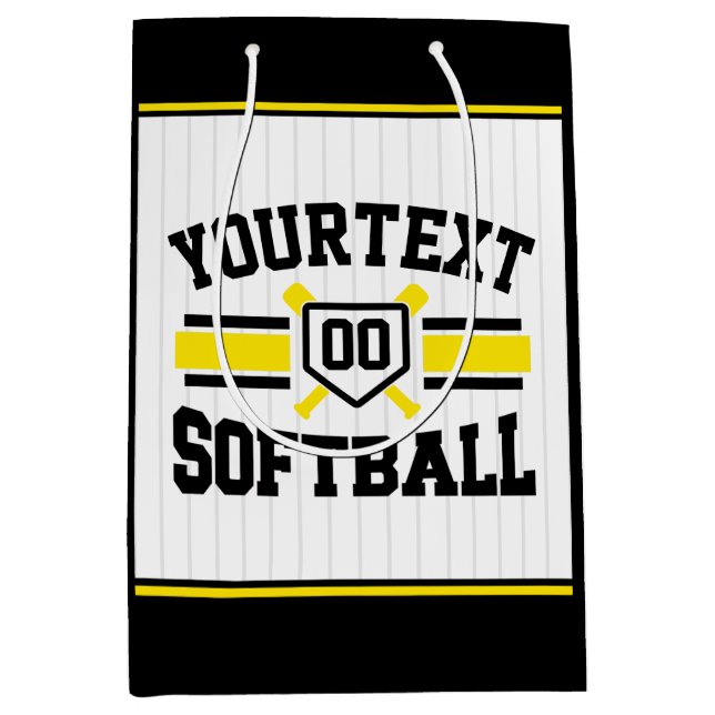 Personalised ADD NAME Softball Player Varsity Team Medium Gift Bag (Front)