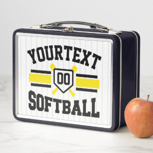 Personalised ADD NAME Softball Player Varsity Team Metal Lunch Box