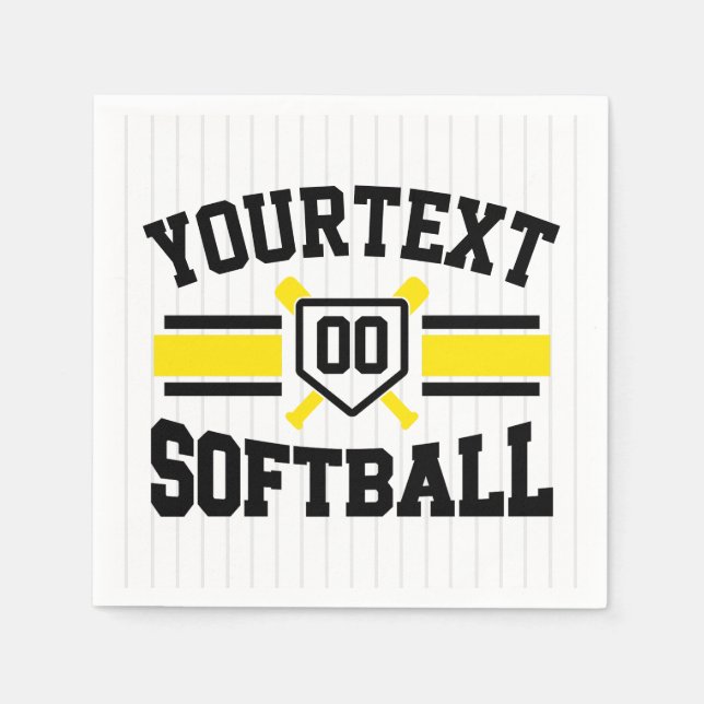 Personalised ADD NAME Softball Player Varsity Team Napkin (Front)