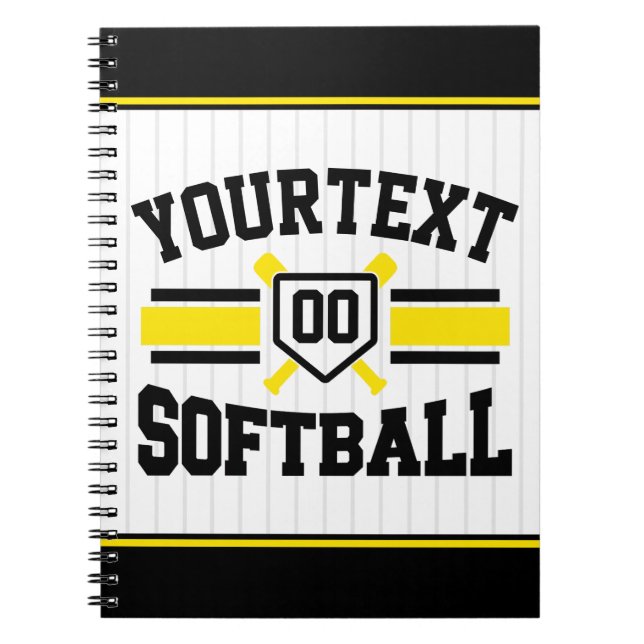 Personalised ADD NAME Softball Player Varsity Team Notebook (Front)