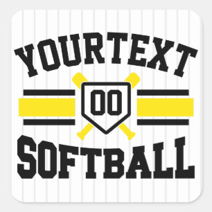 Personalised ADD NAME Softball Player Varsity Team Square Sticker