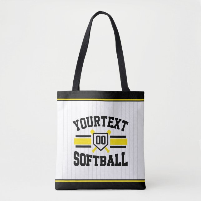 Personalised ADD NAME Softball Player Varsity Team Tote Bag (Front)