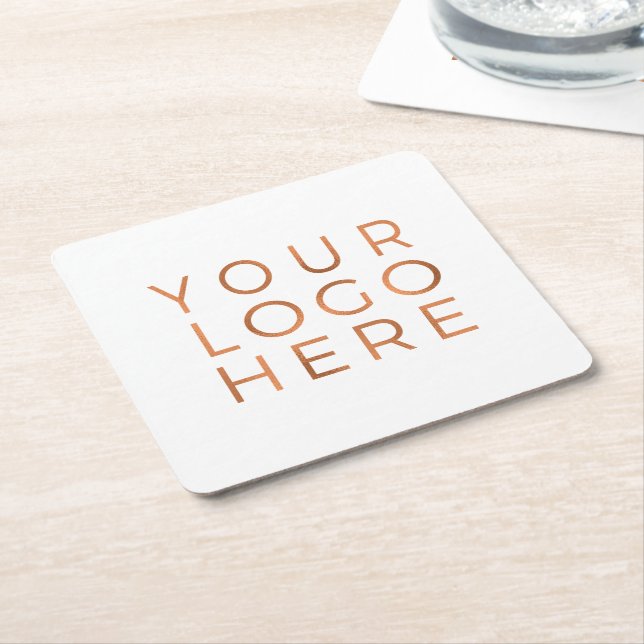Personalised Add Your Custom Business Logo Square Paper Coaster (Angled)