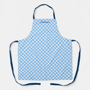 Personalised Add Your Name Baby Blue Gingham Apron