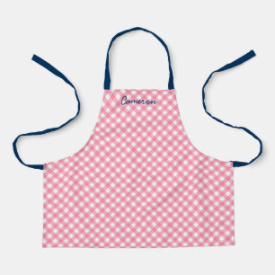 Personalised Add Your Name Baby Pink Gingham Kids Apron