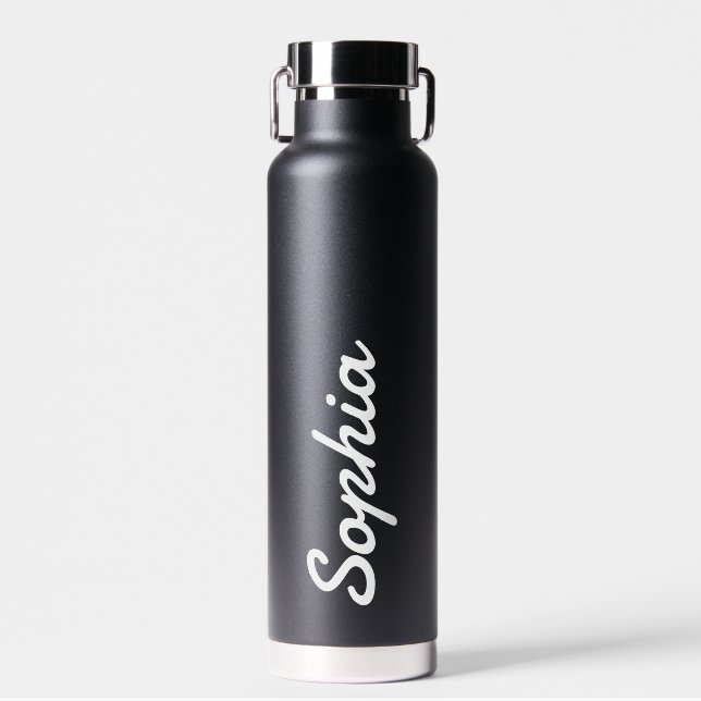 Personalised Add Your Name Black Insulated  Water Bottle (Front)