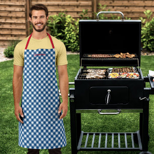 Personalised Add Your Name Blue Gingham Apron
