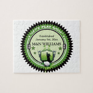 Personalised Add Your Name Play Golf Logo Jigsaw Puzzle
