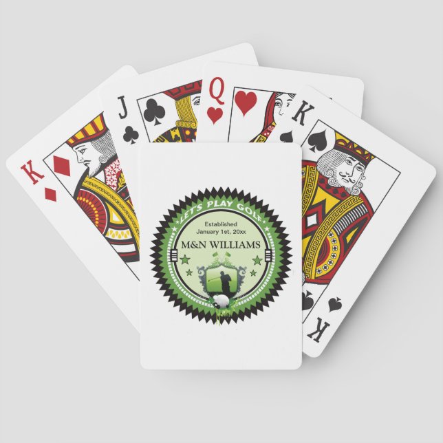 Personalised Add Your Name Play Golf Logo Playing Cards (Back)