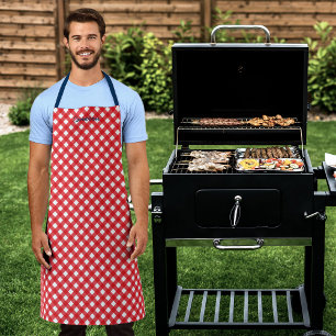 Personalised Add Your Name Red Gingham Apron
