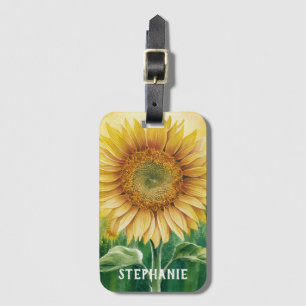 Personalised Add Your Name Sunflower Watercolor Luggage Tag