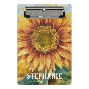 Personalised Add Your Name Sunflower Watercolor Mini Clipboard