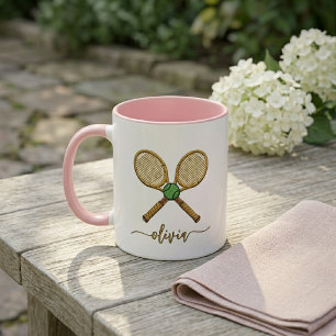 Personalised Add Your Name Tennis Ball Rackets  Mug