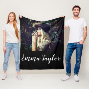 Personalised Add Your Own Photo Typography Name Fleece Blanket