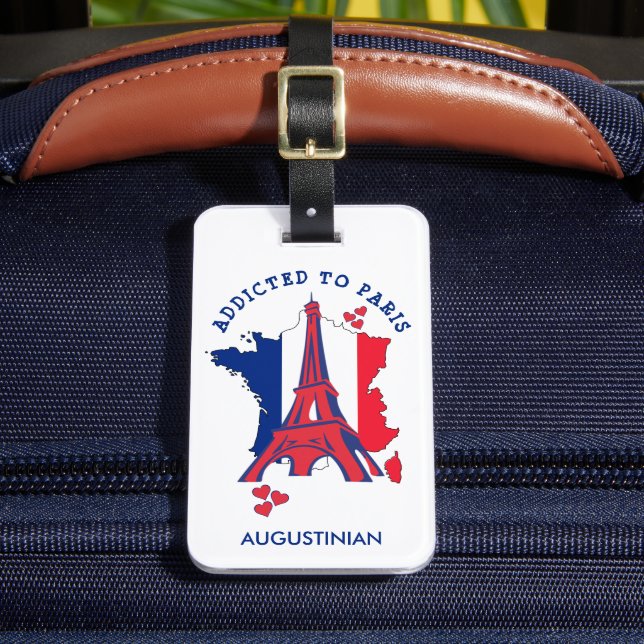Personalised ADDICTED TO PARIS  Luggage Tag (Front Insitu 2)