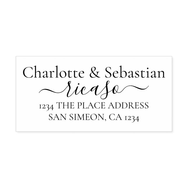 Personalised Address Elegant Scroll Text Rubber Stamp (Imprint)