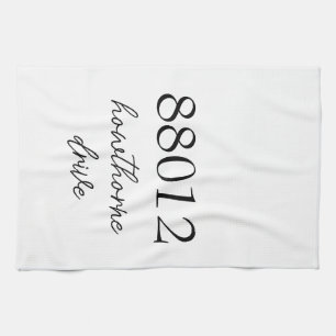 Personalised Address Farmhouse Tea Towel, Custom H Towel