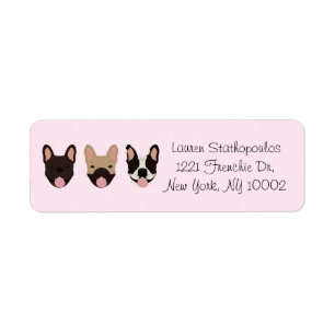 Personalised Address French Bulldogs Smiling Pink