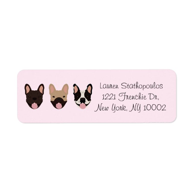 Personalised Address French Bulldogs Smiling Pink (Front)