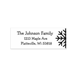 Personalised Address Winter Christmas Snowflake Rubber Stamp