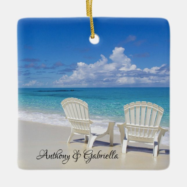 Personalised Adirondack Chairs in Sand Ornament (Front)