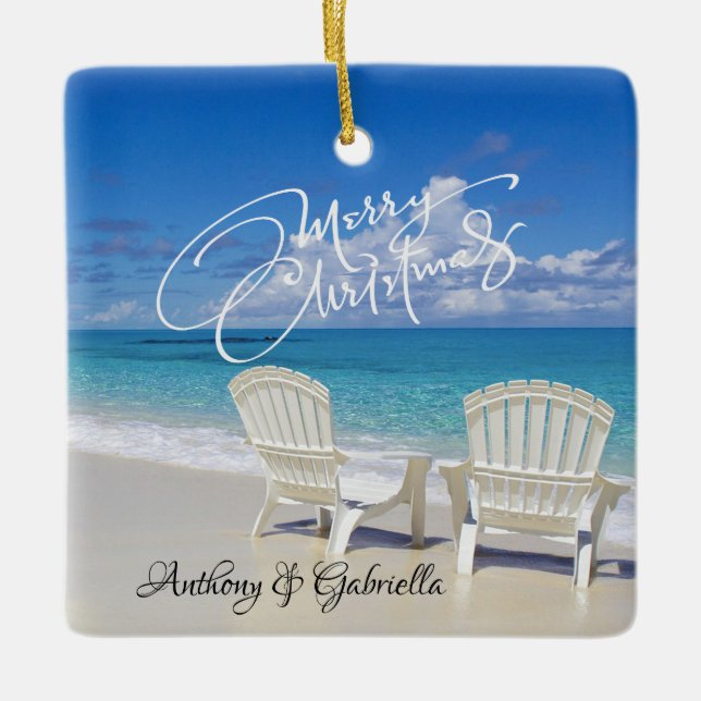 Personalised Adirondack Chairs in Sand Ornament (Front)