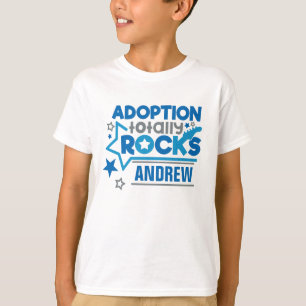 Personalised Adoption Rocks Blue Grey T-Shirt