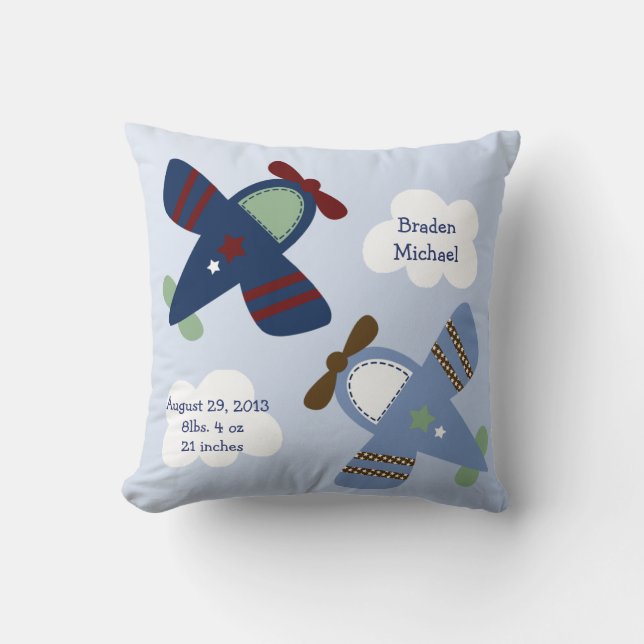 Personalised "Adorable Aeroplanes/Zoom Zoom" Pillo Cushion (Front)