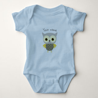 Personalised Adorable blue owl Baby Bodysuit