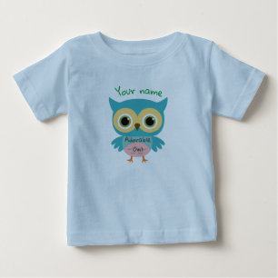 Personalised Adorable blue owl Baby T-Shirt