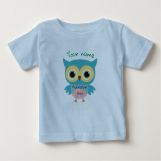 Personalised Adorable blue owl Baby T-Shirt