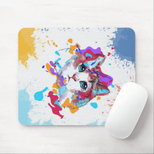 Personalised Adorable Cat Colourful Cat Gifts Mouse Mat