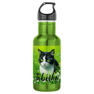 Personalised Adorable Cat in a field of Daisies  532 Ml Water Bottle