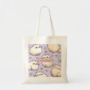 Personalised Adorable Chubby Cat Pattern Tote Bag