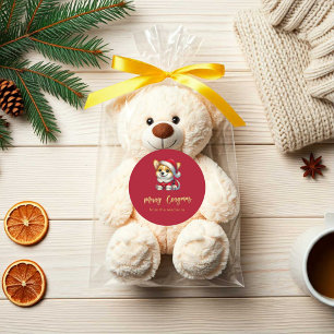 Personalised Adorable Corgi – Merry Corgmas Classic Round Sticker