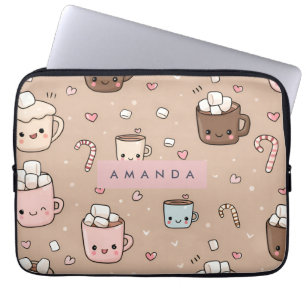 Personalised Adorable Cosy Hot Cocoa Pattern Laptop Sleeve