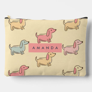 Personalised Adorable Dachshund Dog Pattern Accessory Pouch