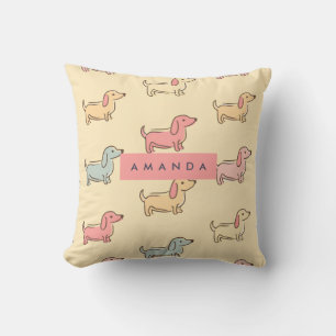 Personalised Adorable Dachshund Dog Pattern Cushion