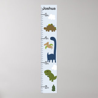 Personalised Adorable Dinosaur Growth Chart