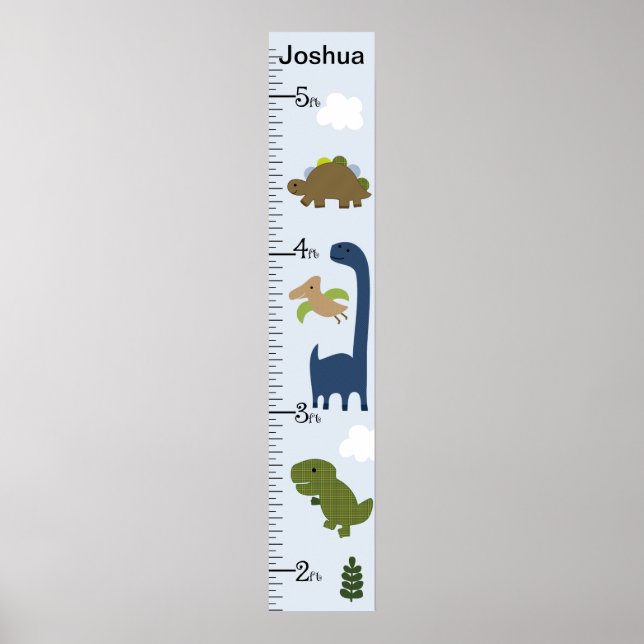 Personalised Adorable Dinosaur Growth Chart (Front)