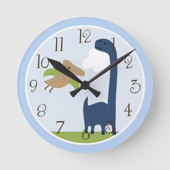 Personalised Adorable Dinosaur Kids Clock (Front)